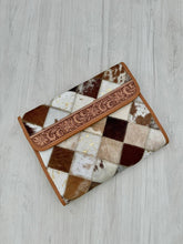 Patchwork Cowhide Tooled Makeup Pouch
