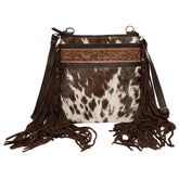 Hand Painted Tooling Lthr Sling Cowhide Bag - AB72