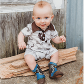 BOYS ROMPER COWBOY PRINT